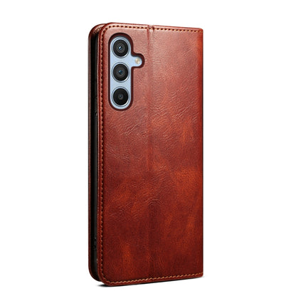 For Samsung Galaxy S25+ 5G Oil Wax Crazy Horse Texture Leather Phone Case(Brown) - Galaxy S25+ 5G Cases by PMC Jewellery | Online Shopping South Africa | PMC Jewellery | Buy Now Pay Later Mobicred