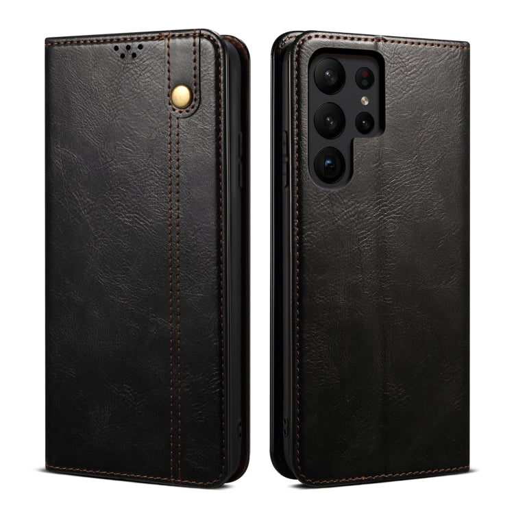 For Samsung Galaxy S25 Ultra 5G Oil Wax Crazy Horse Texture Leather Phone Case(Black) - Galaxy S25 Ultra 5G Cases by PMC Jewellery | Online Shopping South Africa | PMC Jewellery | Buy Now Pay Later Mobicred