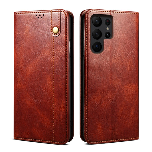 For Samsung Galaxy S25 Ultra 5G Oil Wax Crazy Horse Texture Leather Phone Case(Brown) - Galaxy S25 Ultra 5G Cases by PMC Jewellery | Online Shopping South Africa | PMC Jewellery | Buy Now Pay Later Mobicred