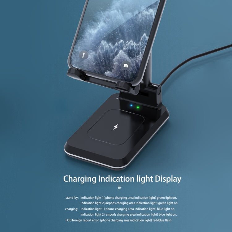T6 2 in 1 Portable Folding Stand Wireless Charging, Style:Double Charge(White) - Wireless Charger by PMC Jewellery | Online Shopping South Africa | PMC Jewellery | Buy Now Pay Later Mobicred