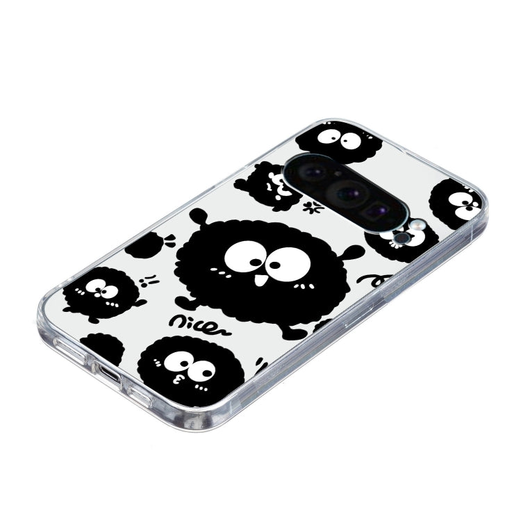 For Google Pixel 9 Pro Colored Drawing Pattern Transparent TPU Phone Case(Black Eye) - Google Cases by PMC TechLife | Online Shopping South Africa | PMC TechLife | Buy Now Pay Later Mobicred