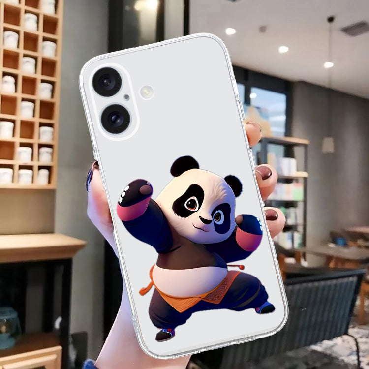 For iPhone 16 Colored Drawing Pattern Transparent TPU Phone Case(Panda) - iPhone 16 Cases by PMC TechLife | Online Shopping South Africa | PMC TechLife | Buy Now Pay Later Mobicred