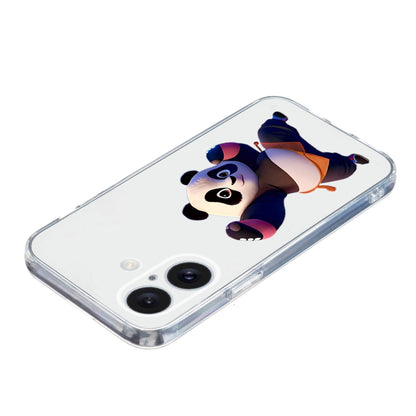 For iPhone 16 Colored Drawing Pattern Transparent TPU Phone Case(Panda) - iPhone 16 Cases by PMC Jewellery | Online Shopping South Africa | PMC Jewellery | Buy Now Pay Later Mobicred