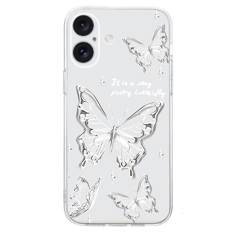 For iPhone 16 Colored Drawing Pattern Transparent TPU Phone Case(Butterflies) - iPhone 16 Cases by PMC TechLife | Online Shopping South Africa | PMC TechLife | Buy Now Pay Later Mobicred