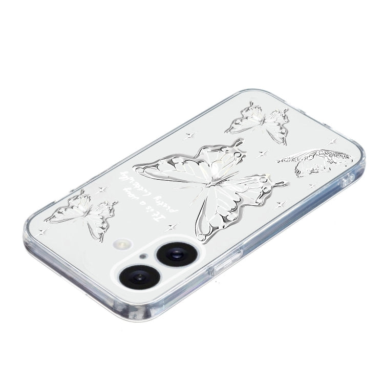 For iPhone 16 Colored Drawing Pattern Transparent TPU Phone Case(Butterflies) - iPhone 16 Cases by PMC TechLife | Online Shopping South Africa | PMC TechLife | Buy Now Pay Later Mobicred