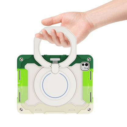 For iPad Pro 11 2024 Armor Portable Rotating Ring Holder Silicone Tablet Case with Pen Slot(Colorful Green) - iPad Pro 11 2024 Cases by PMC Jewellery | Online Shopping South Africa | PMC Jewellery | Buy Now Pay Later Mobicred