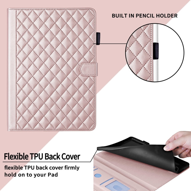 For Lenovo Tab P11 Gen 2 Rhombus Lattice Leather Tablet Case(Rose Gold) - Lenovo by PMC TechLife | Online Shopping South Africa | PMC TechLife | Buy Now Pay Later Mobicred