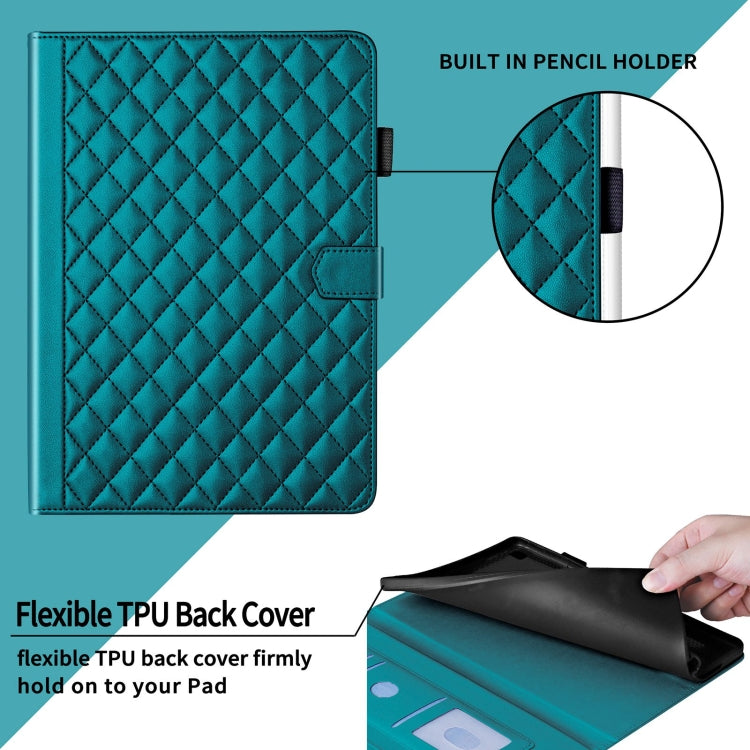 For Lenovo Tab P11 Gen 2 Rhombus Lattice Leather Tablet Case(Dark Green) - Lenovo by PMC TechLife | Online Shopping South Africa | PMC TechLife | Buy Now Pay Later Mobicred