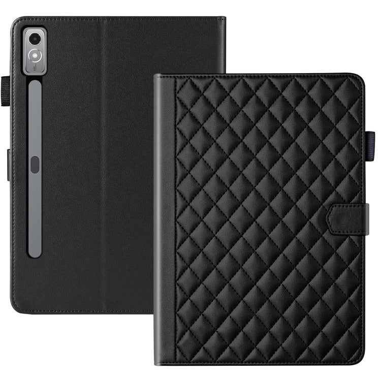 For Lenovo Tab P11 Gen 2 Rhombus Lattice Leather Tablet Case(Black) - Lenovo by PMC TechLife | Online Shopping South Africa | PMC TechLife | Buy Now Pay Later Mobicred