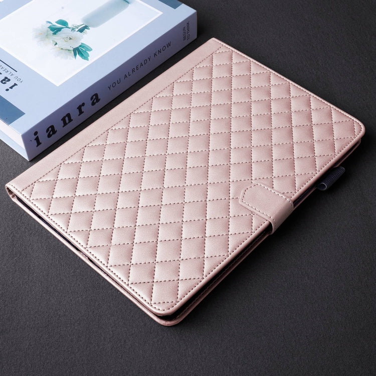 For Honor Pad X9 / X8 Pro Rhombus Lattice Leather Tablet Case(Rose Gold) - Honor by PMC TechLife | Online Shopping South Africa | PMC TechLife | Buy Now Pay Later Mobicred