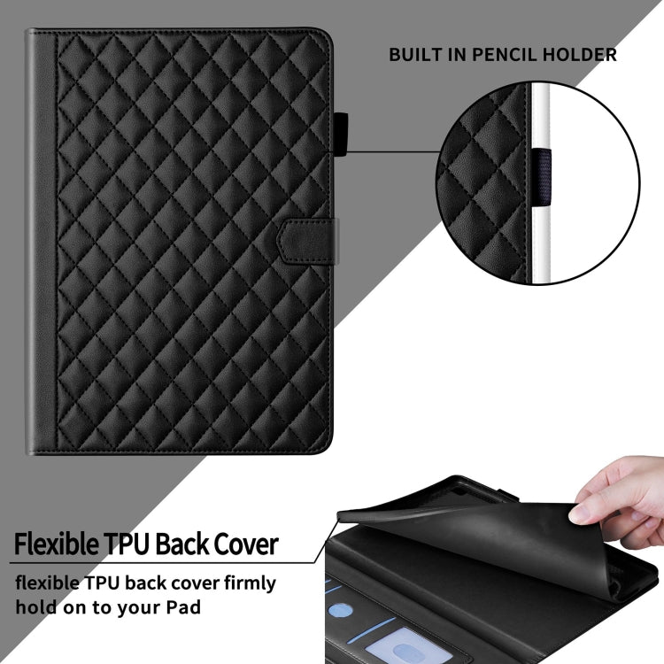 For Honor Pad X9 / X8 Pro Rhombus Lattice Leather Tablet Case(Black) - Honor by PMC TechLife | Online Shopping South Africa | PMC TechLife | Buy Now Pay Later Mobicred