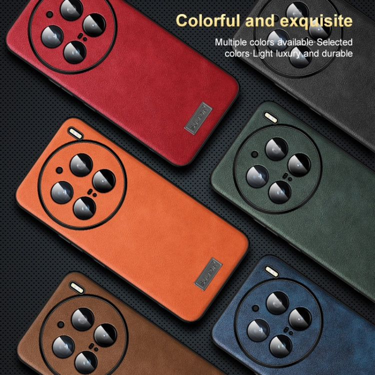 For vivo X100 Ultra SULADA Shockproof TPU + Handmade Leather Phone Case(Orange) - vivo Cases by SULADA | Online Shopping South Africa | PMC Jewellery | Buy Now Pay Later Mobicred