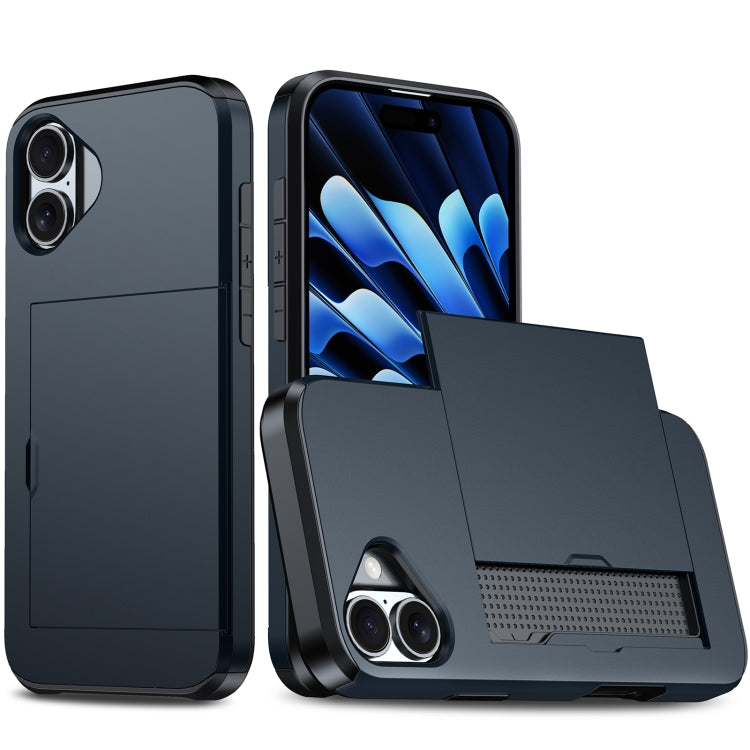 For iPhone 16 Shockproof Armor Phone Case with Card Slot(Blue) - free shipping - PMC TechLife - Order now!