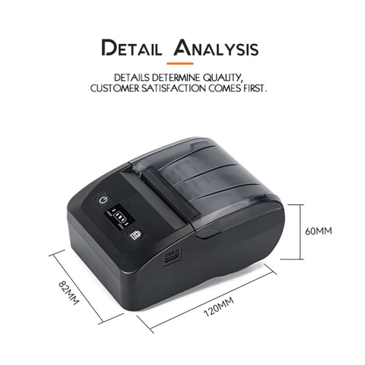 BT-581 58mm USB-C/Type-C + Bluetooth Portable Thermal Printer(US Plug) - Printer by PMC TechLife | Online Shopping South Africa | PMC TechLife | Buy Now Pay Later Mobicred