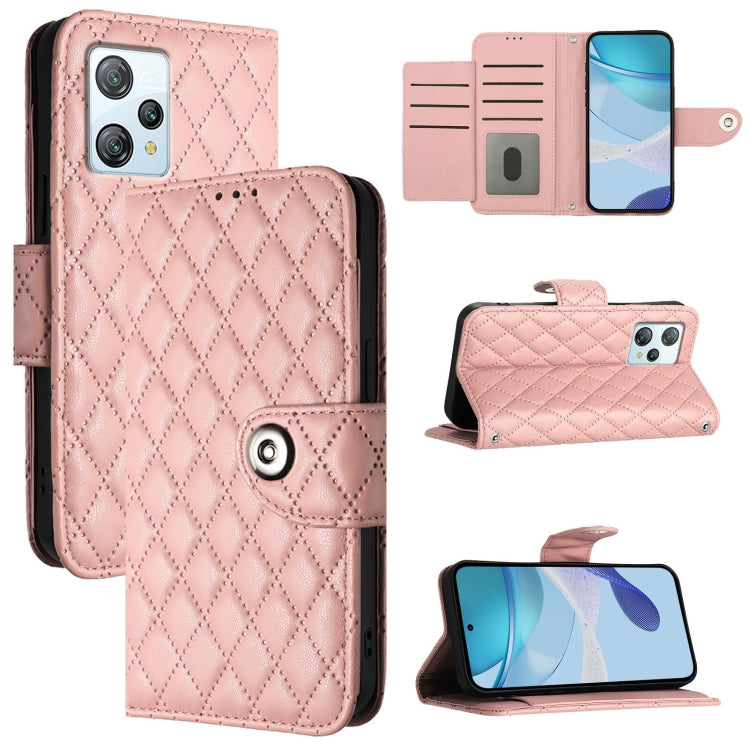 For Blackview A53 Rhombic Texture Flip Leather Phone Case with Lanyard(Coral Pink) - More Brand by PMC TechLife | Online Shopping South Africa | PMC TechLife | Buy Now Pay Later Mobicred