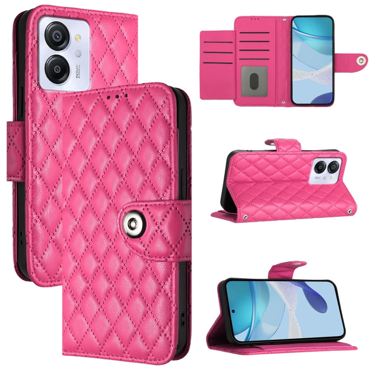 For Blackview Color 8 Rhombic Texture Flip Leather Phone Case with Lanyard(Rose Red) - More Brand by PMC TechLife | Online Shopping South Africa | PMC TechLife | Buy Now Pay Later Mobicred