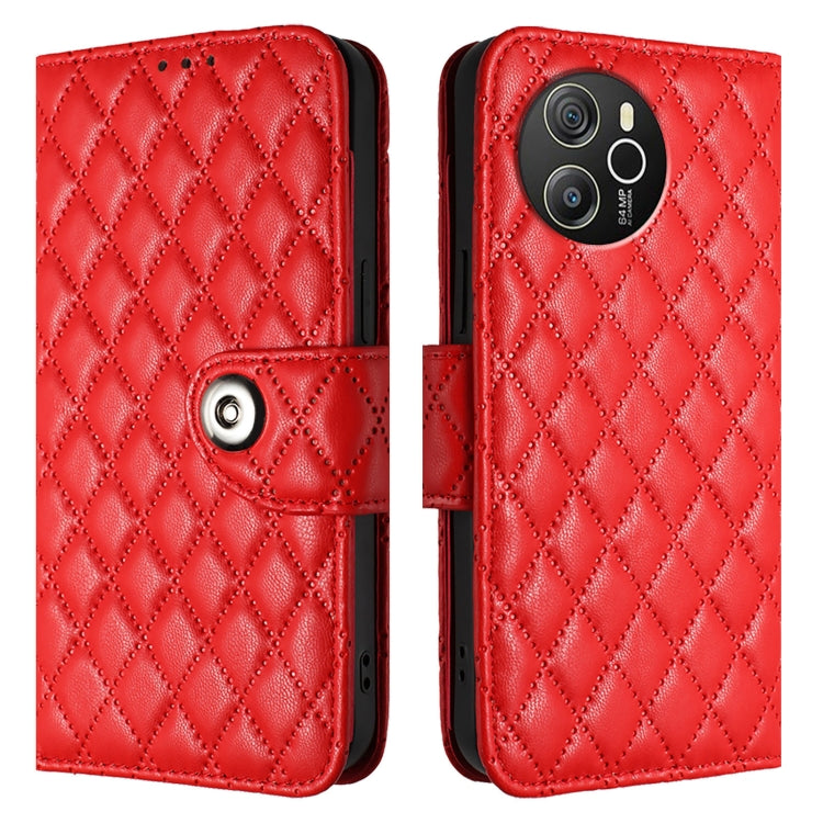 For Blackview Shark 8 Rhombic Texture Flip Leather Phone Case with Lanyard(Red) - More Brand by PMC Jewellery | Online Shopping South Africa | PMC Jewellery | Buy Now Pay Later Mobicred
