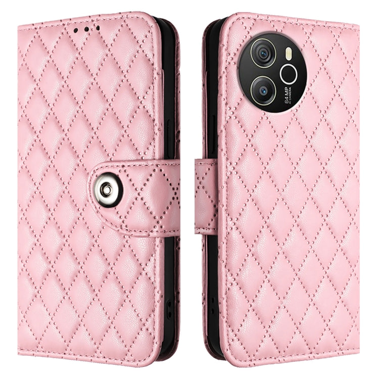 For Blackview Shark 8 Rhombic Texture Flip Leather Phone Case with Lanyard(Pink) - More Brand by PMC Jewellery | Online Shopping South Africa | PMC Jewellery | Buy Now Pay Later Mobicred