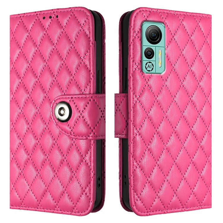 For Ulefone Note 14 Rhombic Texture Flip Leather Phone Case with Lanyard(Rose Red) - Ulefone Cases by PMC Jewellery | Online Shopping South Africa | PMC Jewellery | Buy Now Pay Later Mobicred