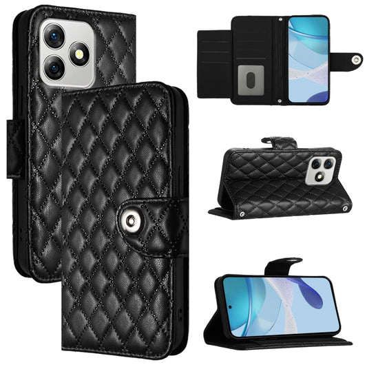 For Ulefone Note 18 Ultra Rhombic Texture Flip Leather Phone Case with Lanyard(Black) - Ulefone Cases by PMC Jewellery | Online Shopping South Africa | PMC Jewellery | Buy Now Pay Later Mobicred