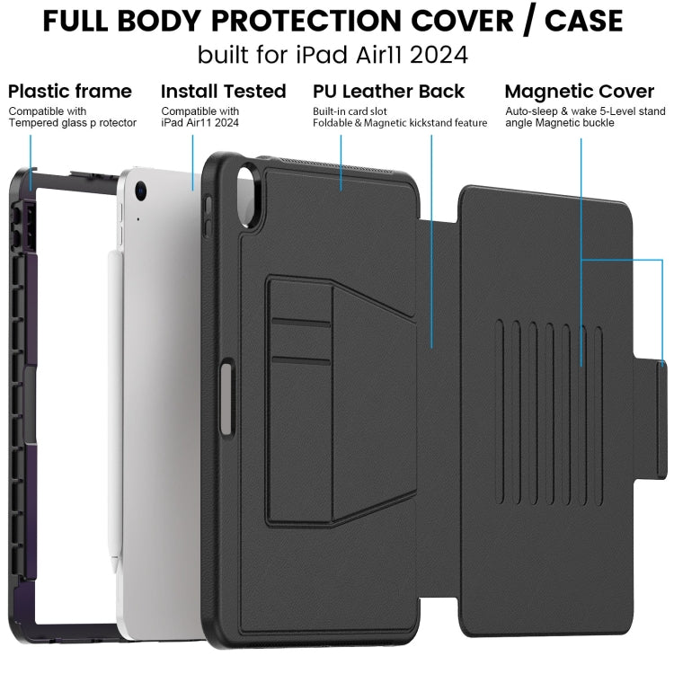 For iPad Air 11 2024 Smart B Magnetic Holder Leather Tablet Case(Black) - iPad Air 11 2024 Cases by PMC TechLife | Online Shopping South Africa | PMC TechLife | Buy Now Pay Later Mobicred
