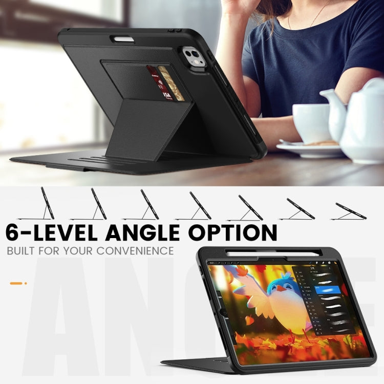 For iPad Pro 11 2024 Smart B Magnetic Holder Leather Tablet Case(Black) - iPad Pro 11 2024 Cases by PMC TechLife | Online Shopping South Africa | PMC TechLife | Buy Now Pay Later Mobicred