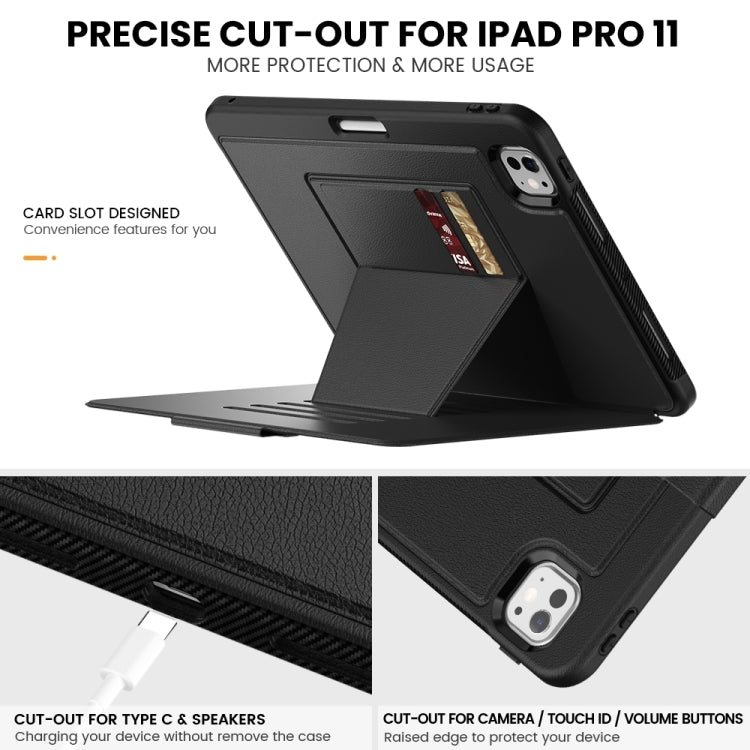 For iPad Pro 11 2024 Smart B Magnetic Holder Leather Tablet Case(Black) - iPad Pro 11 2024 Cases by PMC Jewellery | Online Shopping South Africa | PMC Jewellery | Buy Now Pay Later Mobicred