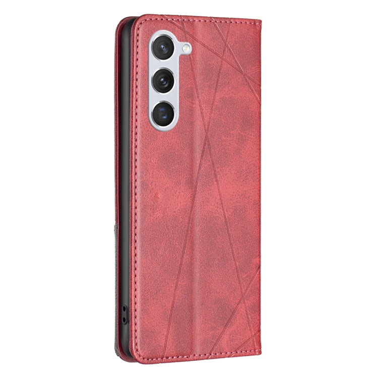 For Samsung Galaxy S25 5G Rhombus Texture Magnetic Leather Phone Case(Red) - Galaxy S25 5G Cases by PMC Jewellery | Online Shopping South Africa | PMC Jewellery | Buy Now Pay Later Mobicred