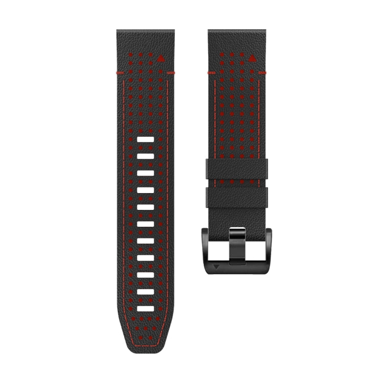 For Garmin Fenix 7X 26mm Dot Hole Silicone Leather Quick Release Watch Band(Black Red) - free shipping - PMc TechLife - Order now!