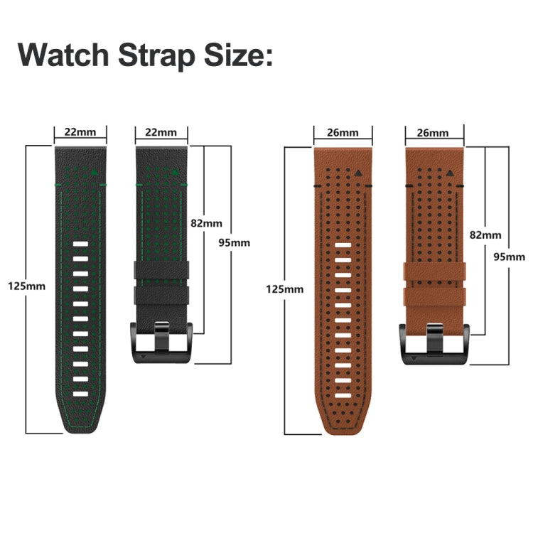 For Garmin Fenix 7X 26mm Dot Hole Silicone Leather Quick Release Watch Band(Black Orange) - Watch Bands by PMc TechLife | Online Shopping South Africa | PMc TechLife | Buy Now Pay Later Mobicred