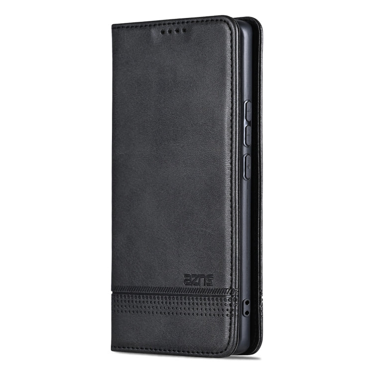 For Samsung Galaxy S25+ 5G AZNS Magnetic Calf Texture Flip Leather Phone Case(Black) - free shipping - PMC Jewellery - Order now!