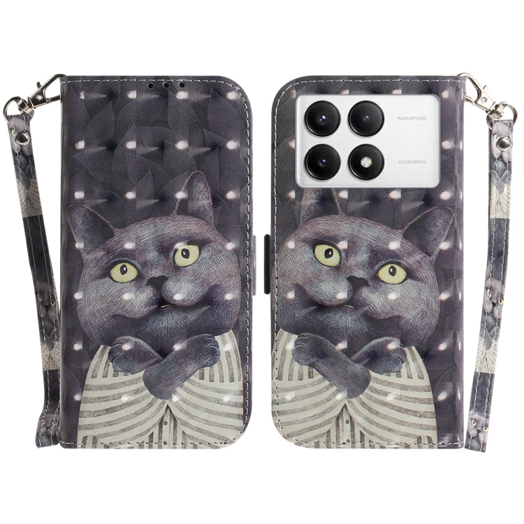 For Xiaomi Redmi K70 Pro / K70 3D Colored Flip Leather Phone Case(Hug Cat) - K70 Cases by PMC Jewellery | Online Shopping South Africa | PMC Jewellery | Buy Now Pay Later Mobicred