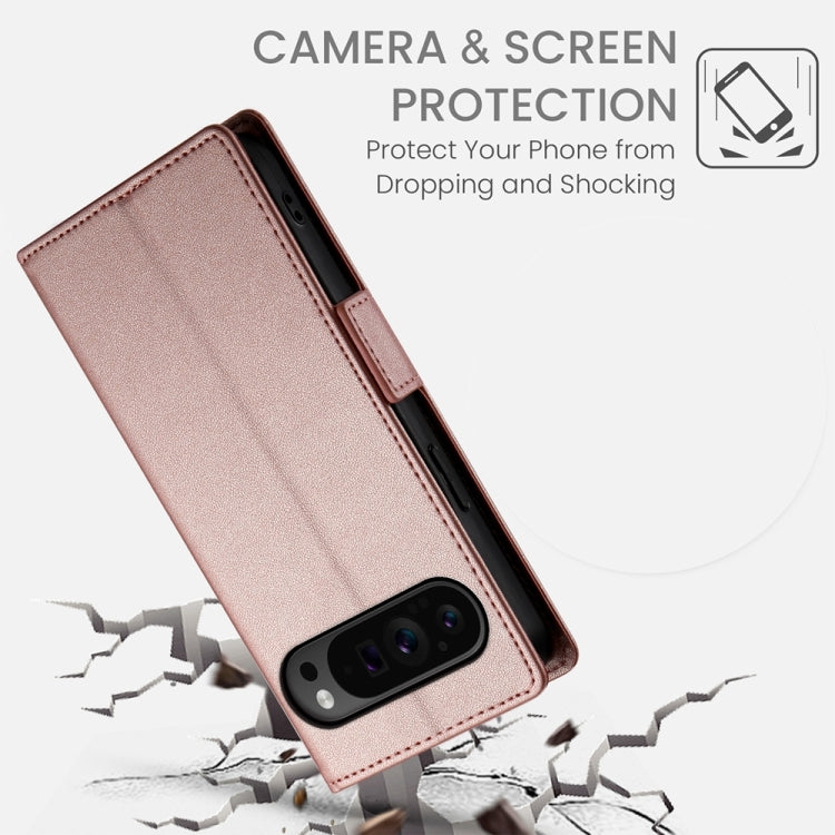 For Google Pixel 9 Pro Side Buckle Magnetic Frosted Leather Phone Case(Rose Gold) - Google Cases by PMC Jewellery | Online Shopping South Africa | PMC Jewellery | Buy Now Pay Later Mobicred