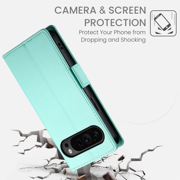 For Google Pixel 9 Pro Side Buckle Magnetic Frosted Leather Phone Case(Mint Green) - Google Cases by PMC Jewellery | Online Shopping South Africa | PMC Jewellery | Buy Now Pay Later Mobicred