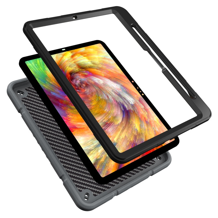 For iPad Pro 11 2024 Armor Holder Silicone Hybrid PC Tablet Case(Grey Black) - free shipping - PMC TechLife - Order now!