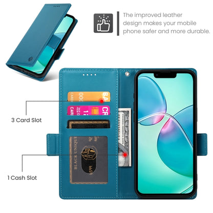 For iPhone SE 2024 Side Buckle Magnetic Frosted Leather Phone Case(Blue) - More iPhone Cases by PMC Jewellery | Online Shopping South Africa | PMC Jewellery | Buy Now Pay Later Mobicred