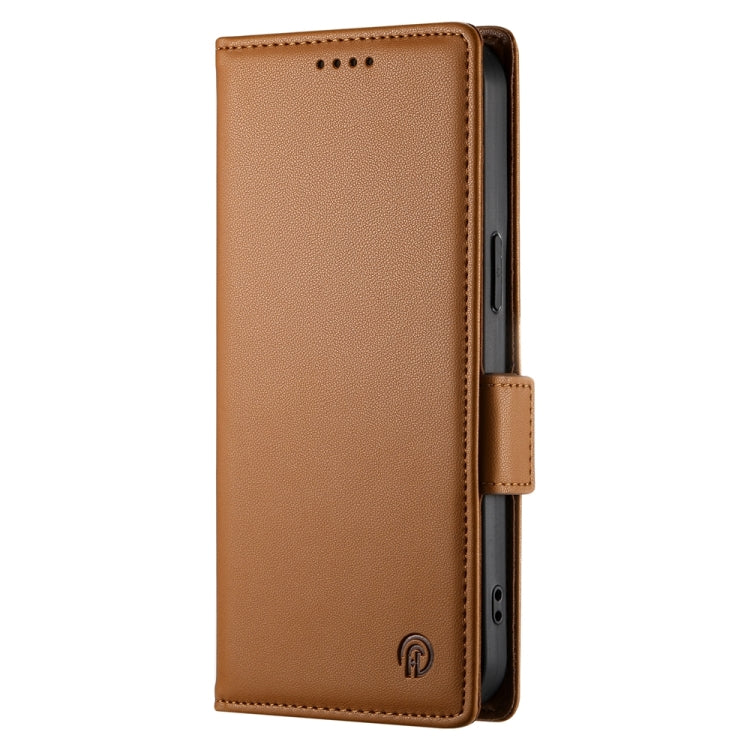 For iPhone 16 Pro Side Buckle Magnetic Frosted Leather Phone Case(Brown) - iPhone 16 Pro Cases by PMC TechLife | Online Shopping South Africa | PMC TechLife | Buy Now Pay Later Mobicred