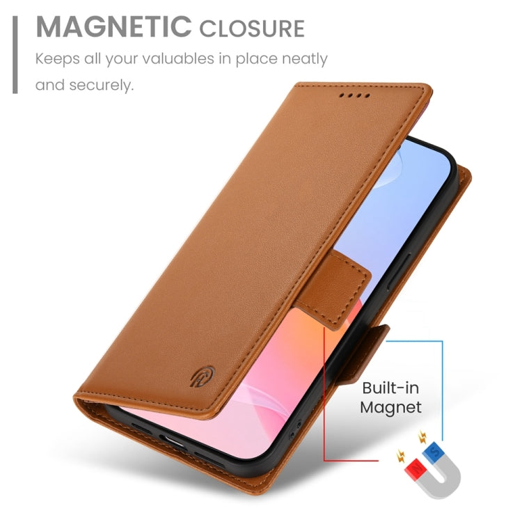 For iPhone 16 Pro Side Buckle Magnetic Frosted Leather Phone Case(Brown) - iPhone 16 Pro Cases by PMC TechLife | Online Shopping South Africa | PMC TechLife | Buy Now Pay Later Mobicred