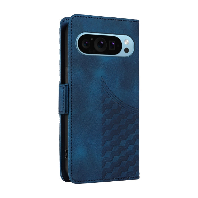 For Google Pixel 9 / 9 Pro Embossed Rhombus Starry Leather Phone Case(Blue) - Google Cases by PMC TechLife | Online Shopping South Africa | PMC TechLife | Buy Now Pay Later Mobicred