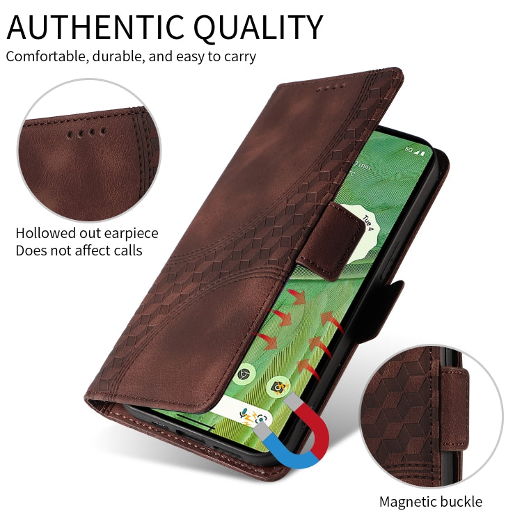 For Google Pixel 9 / 9 Pro Embossed Rhombus Starry Leather Phone Case(Brown) - Google Cases by PMC TechLife | Online Shopping South Africa | PMC TechLife | Buy Now Pay Later Mobicred