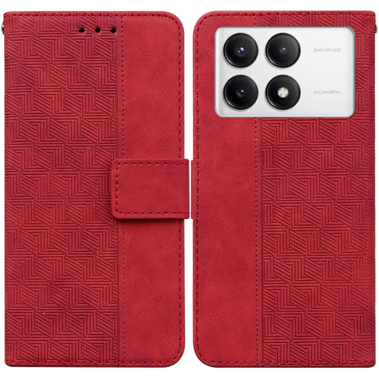 For Xiaomi Redmi K70 Pro / K70 Geometric Embossed Leather Phone Case(Red) - K70 Cases by PMC Jewellery | Online Shopping South Africa | PMC Jewellery | Buy Now Pay Later Mobicred