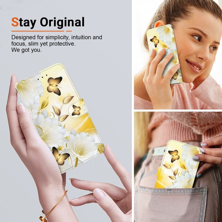 For Xiaomi Redmi K70 Pro / K70 Crystal Texture Colored Drawing Leather Phone Case(Gold Butterfly Epiphyllum) - K70 Cases by PMC Jewellery | Online Shopping South Africa | PMC Jewellery | Buy Now Pay Later Mobicred