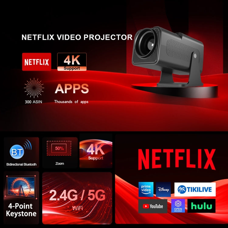 Y6S 4K Android 12.0 Portable Home HD Mini WiFi Projector(UK Plug) - Mini Projector by PMC TechLife | Online Shopping South Africa | PMC TechLife | Buy Now Pay Later Mobicred