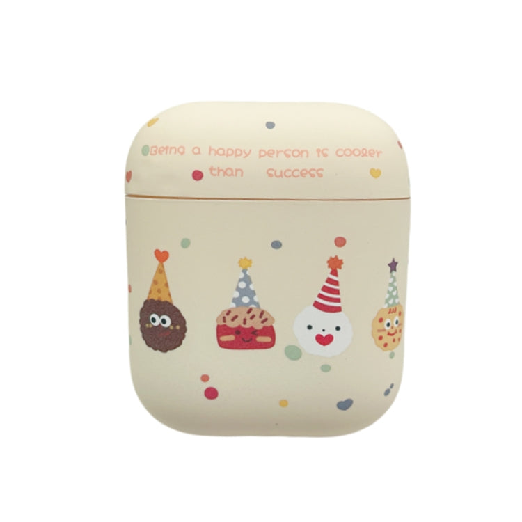 For AirPods 2 / 1 Cookies Pattern Earbuds Box Frosted TPU Case(Beige) - For AirPods 1/2 by PMC Jewellery | Online Shopping South Africa | PMC Jewellery | Buy Now Pay Later Mobicred