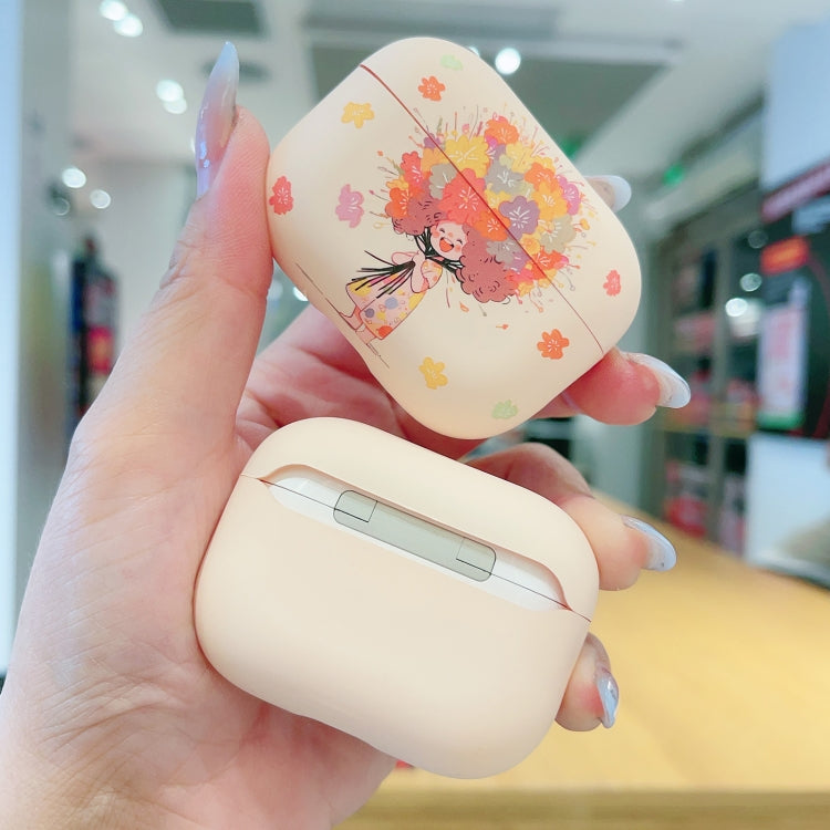 For AirPods 2 / 1 Girl Pattern Earbuds Box Frosted TPU Case(Flower) - For AirPods 1/2 by PMC Jewellery | Online Shopping South Africa | PMC Jewellery | Buy Now Pay Later Mobicred