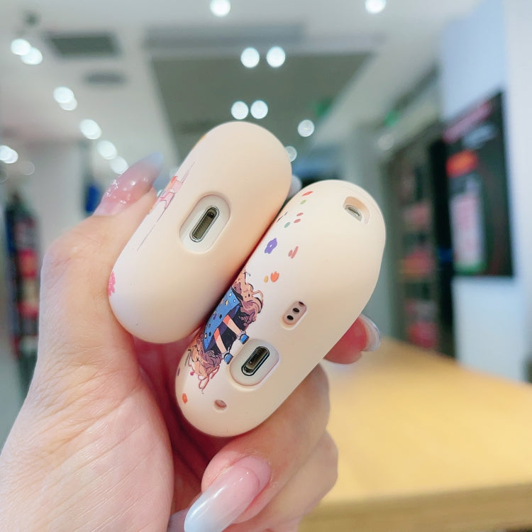 For AirPods Pro Girl Pattern Earbuds Box Frosted TPU Case(Flower) - For AirPods Pro by PMC Jewellery | Online Shopping South Africa | PMC Jewellery | Buy Now Pay Later Mobicred