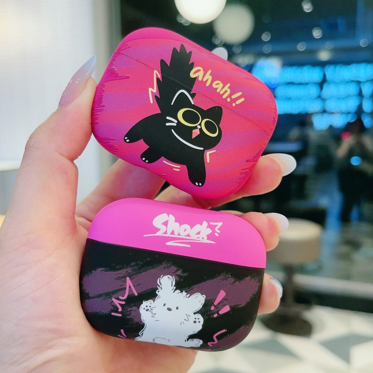For AirPods Pro Cat and Dog Pattern Earbuds Box Frosted TPU Case(Flashing Cat) - For AirPods Pro by PMC Jewellery | Online Shopping South Africa | PMC Jewellery | Buy Now Pay Later Mobicred