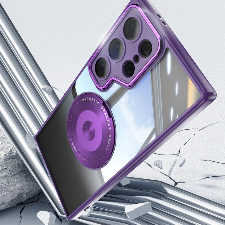 For Samsung Galaxy S25 Ultra 5G 360 Holder MagSafe Acrylic Hybrid TPU Phone Case(Purple) - Galaxy S25 Ultra 5G Cases by PMC Jewellery | Online Shopping South Africa | PMC Jewellery | Buy Now Pay Later Mobicred