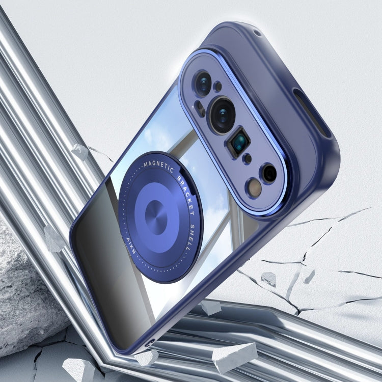 For Google Pixel 9 Pro 360 Holder Magsafe Acrylic Hybrid TPU Phone Case(Blue) - Google Cases by PMC TechLife | Online Shopping South Africa | PMC TechLife | Buy Now Pay Later Mobicred