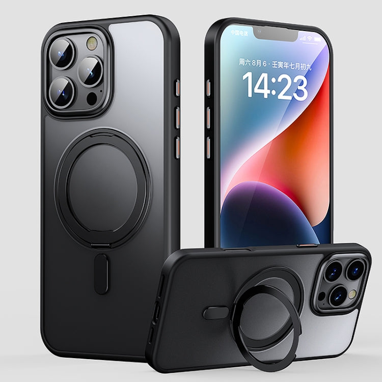 For iPhone 16 Pro Max 360 Rotating MagSafe Magnetic Frosted Phone Case(Black) - iPhone 16 Pro Max Cases by PMC TechLife | Online Shopping South Africa | PMC TechLife | Buy Now Pay Later Mobicred